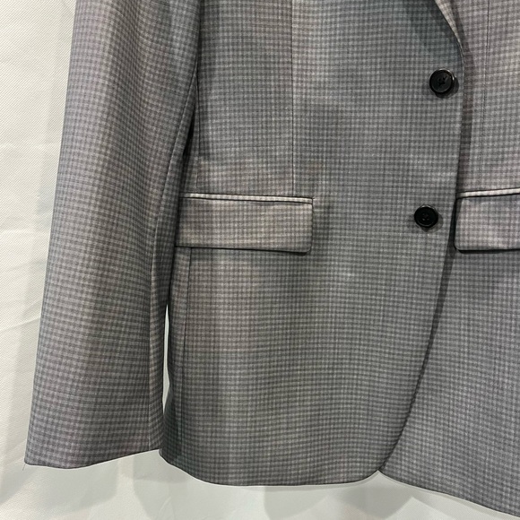 NWT Theory Chambers Blazer Tailored Gingham Dove Multi 40L Grey Suit Jacket - Picture 6 of 8